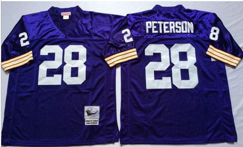 Mitchell And Ness Vikings #28 Adrian Peterson Purple Throwback Stitched NFL Jersey - Click Image to Close
